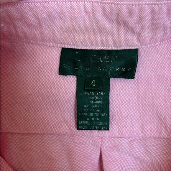 Ralph Lauren Vintage Oxford Shirt Crest 90s Button Down Blouse Pink Size Small 4 - Picture 3 of 14